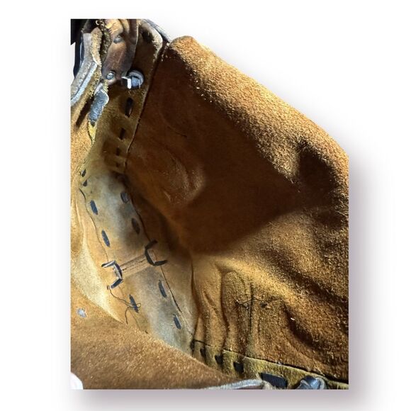 Vintage Leather Hippie Saddle Bag Crossbody‎ Purse Boho Chic Rare 1960s - Picture 7 of 7